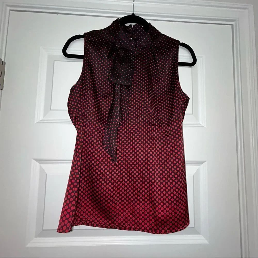 New York & Company 7th Avenue Polka Dot Print Sleeveless Blouse Shirt Top